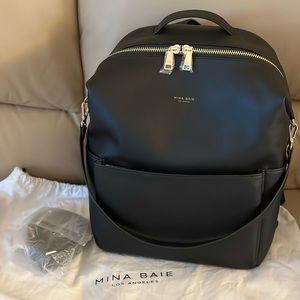 Mina Baie “Stevie” diaper bag/backpack (Vegan) - Black/Gold